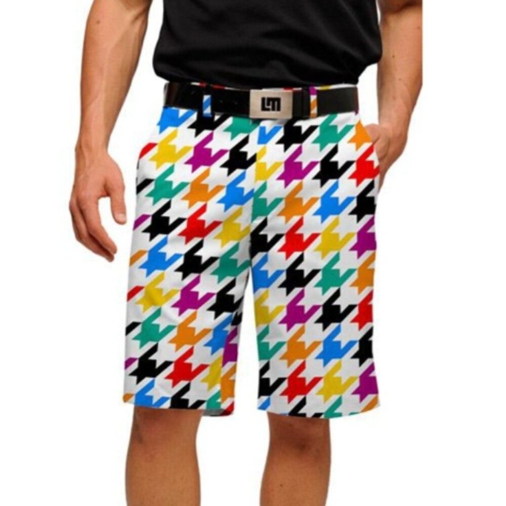 Loudmouth Men's Razzle Dazzle Houndstooth Pattern Golf Shorts Size 32 Resortwear